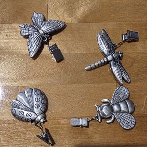 Tradewind Bay 4 Pc. Pewter Tablecloth Weights Butterfly Dragonfly Bee Ladybug